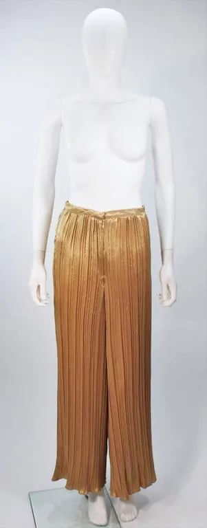 TRAVILLA Gold Metallic Silk Lame Pant Suit Ensemble Size 6