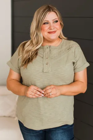 Try To Find Love Short Sleeve Top- Light Olive