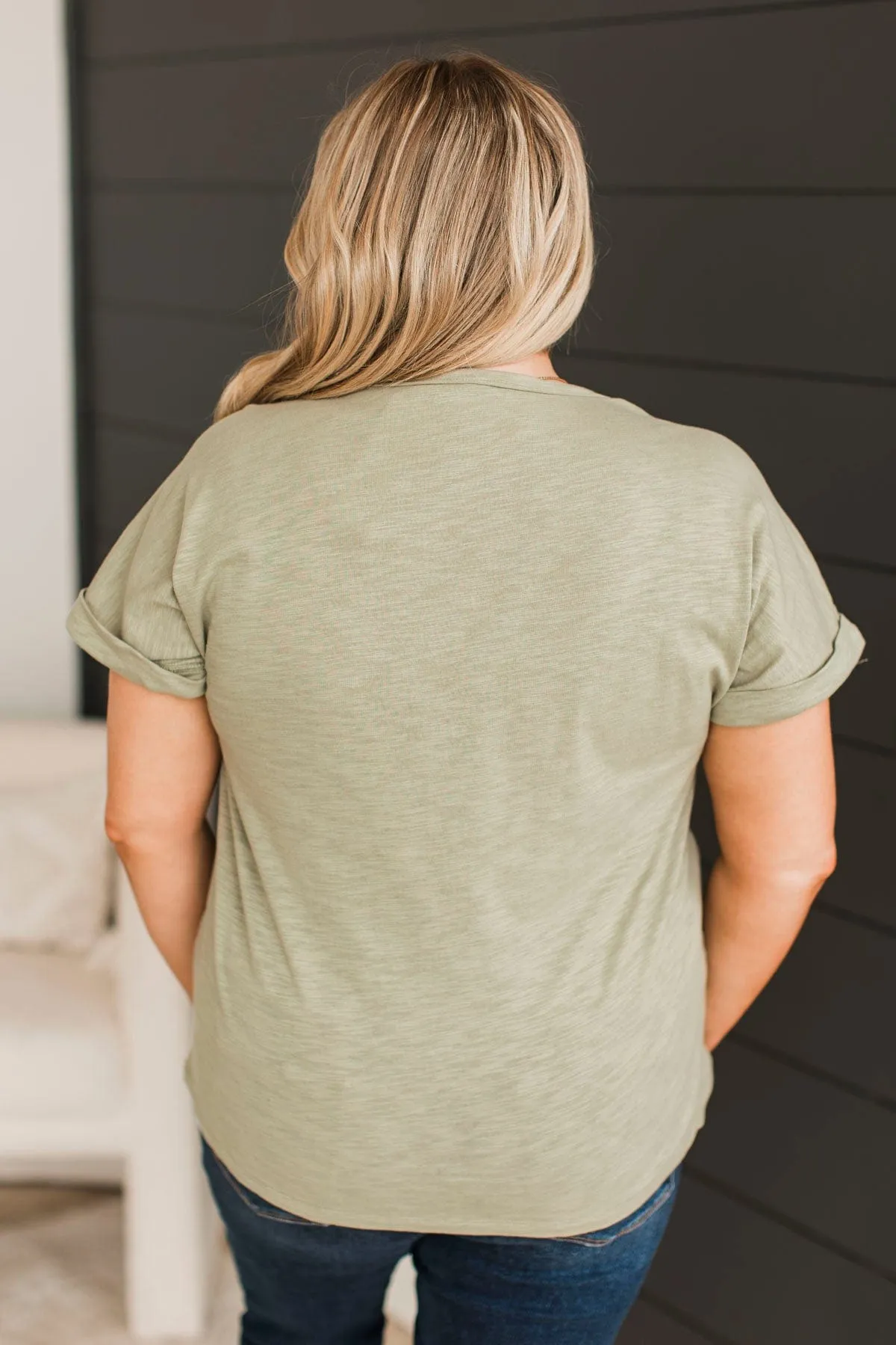 Try To Find Love Short Sleeve Top- Light Olive