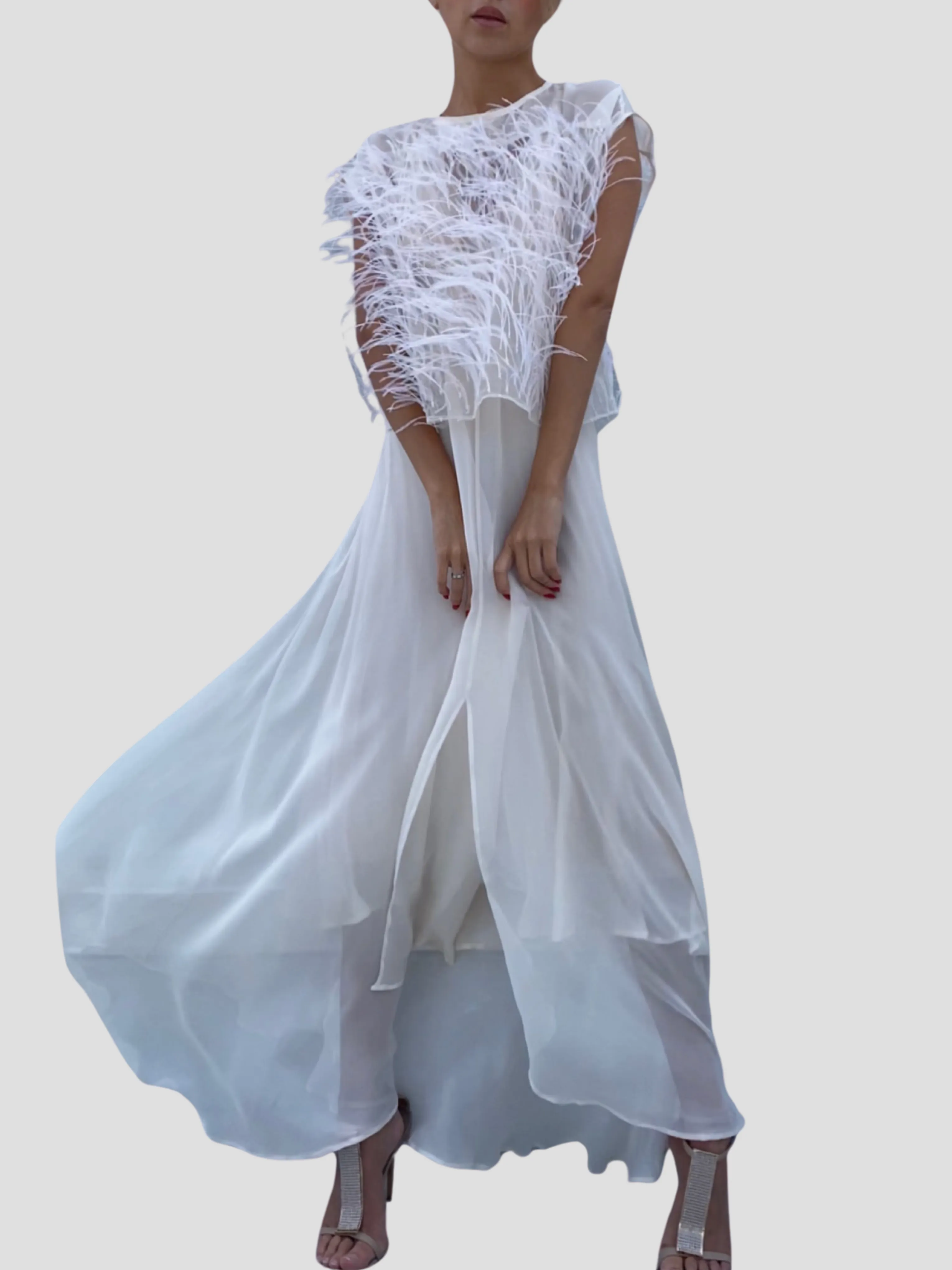 Tsubasa Feather Top in White