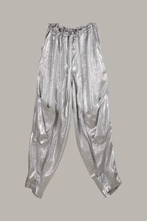 Unisex Ninja Pant in Silver Silk Lame’ {Made to Order}