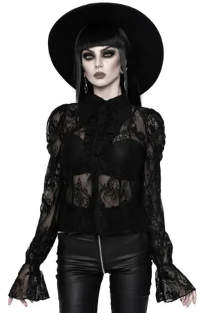 Valentina Lace Shirt - Black -