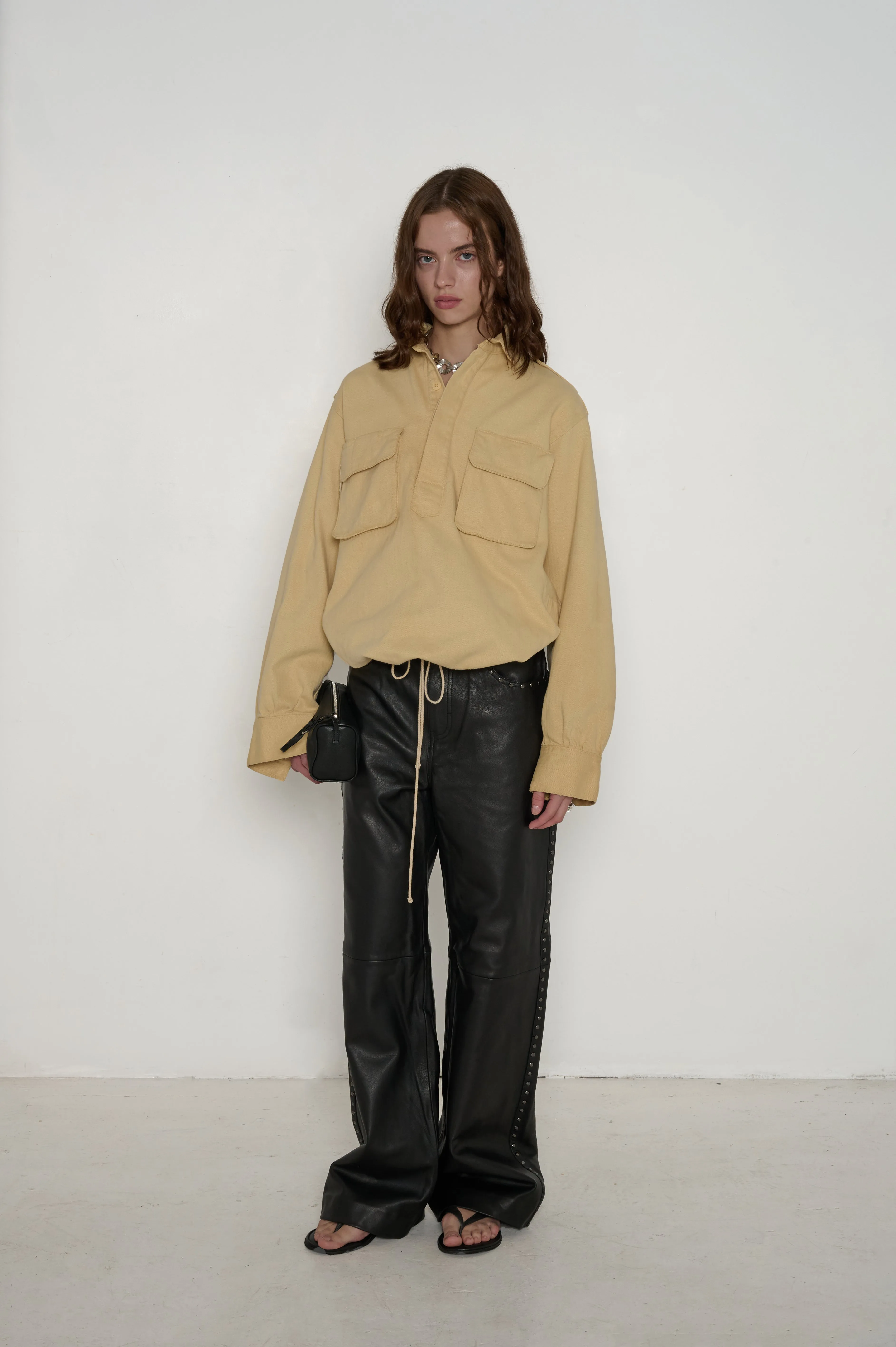 Veda Kennedy Studded Leather Pant Black
