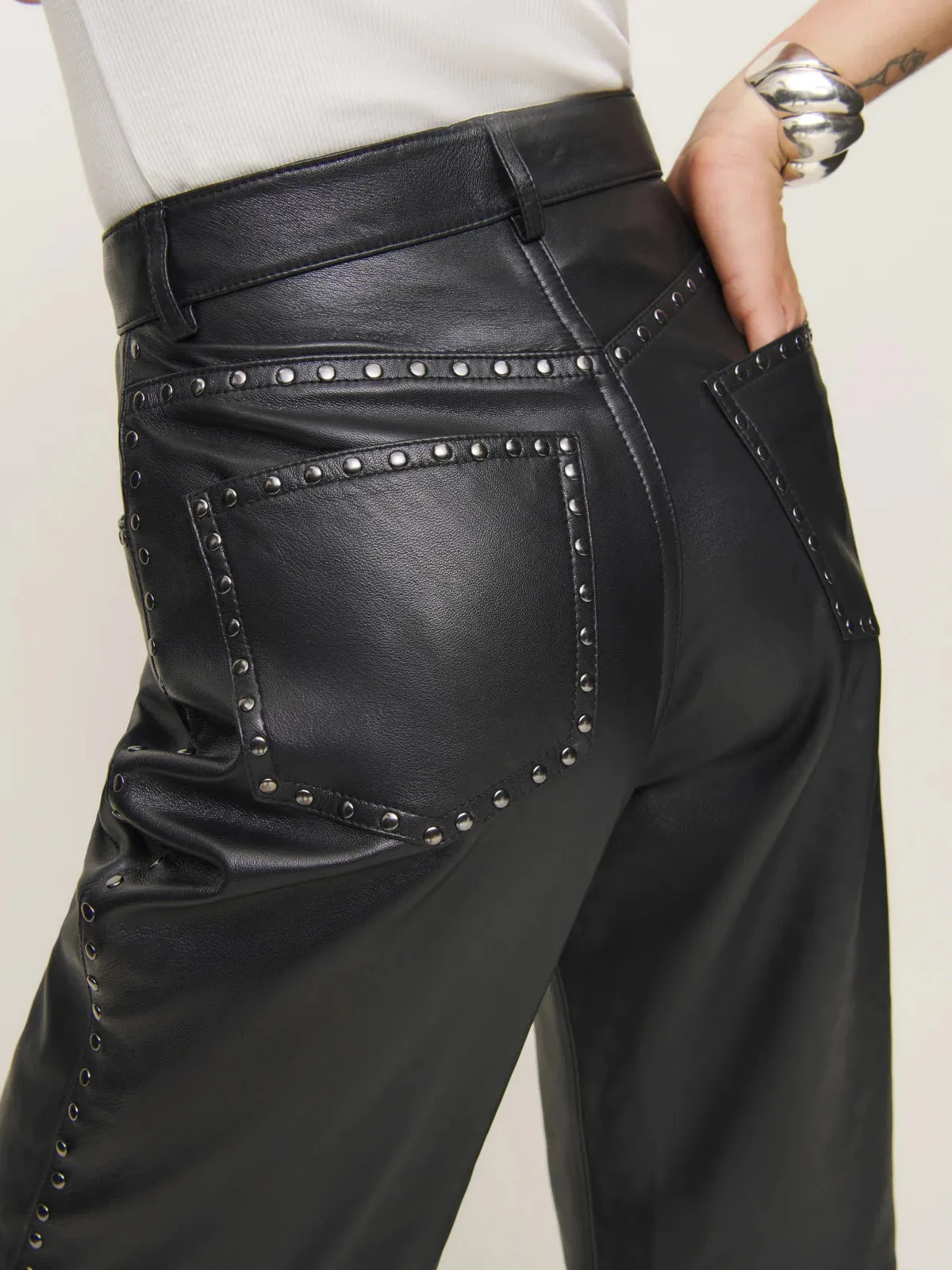 Veda Kennedy Studded Leather Pant Black