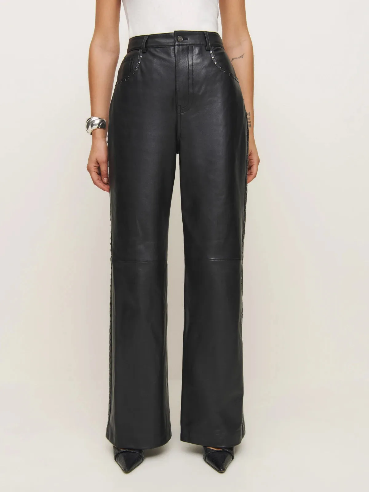 Veda Kennedy Studded Leather Pant Black