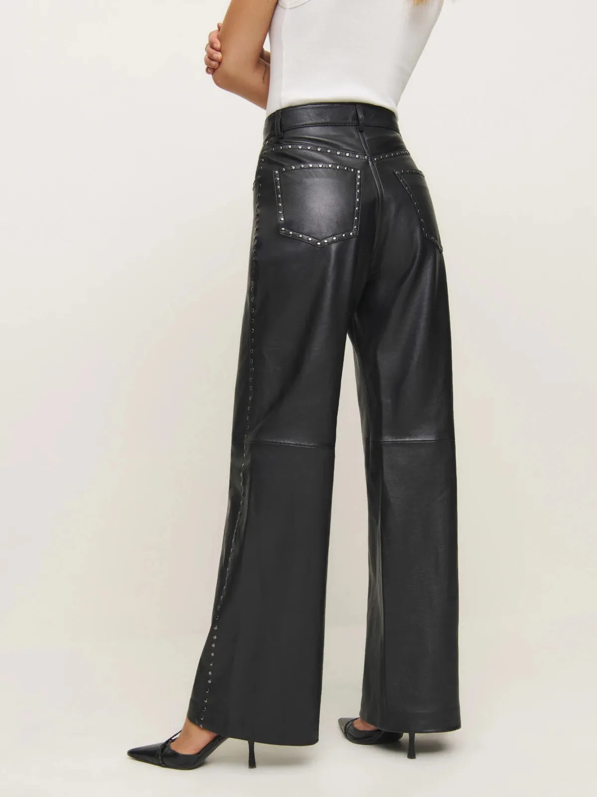 Veda Kennedy Studded Leather Pant Black