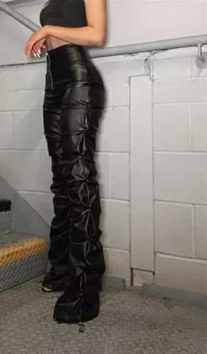 Vegan Leather Stacked Moto Pants