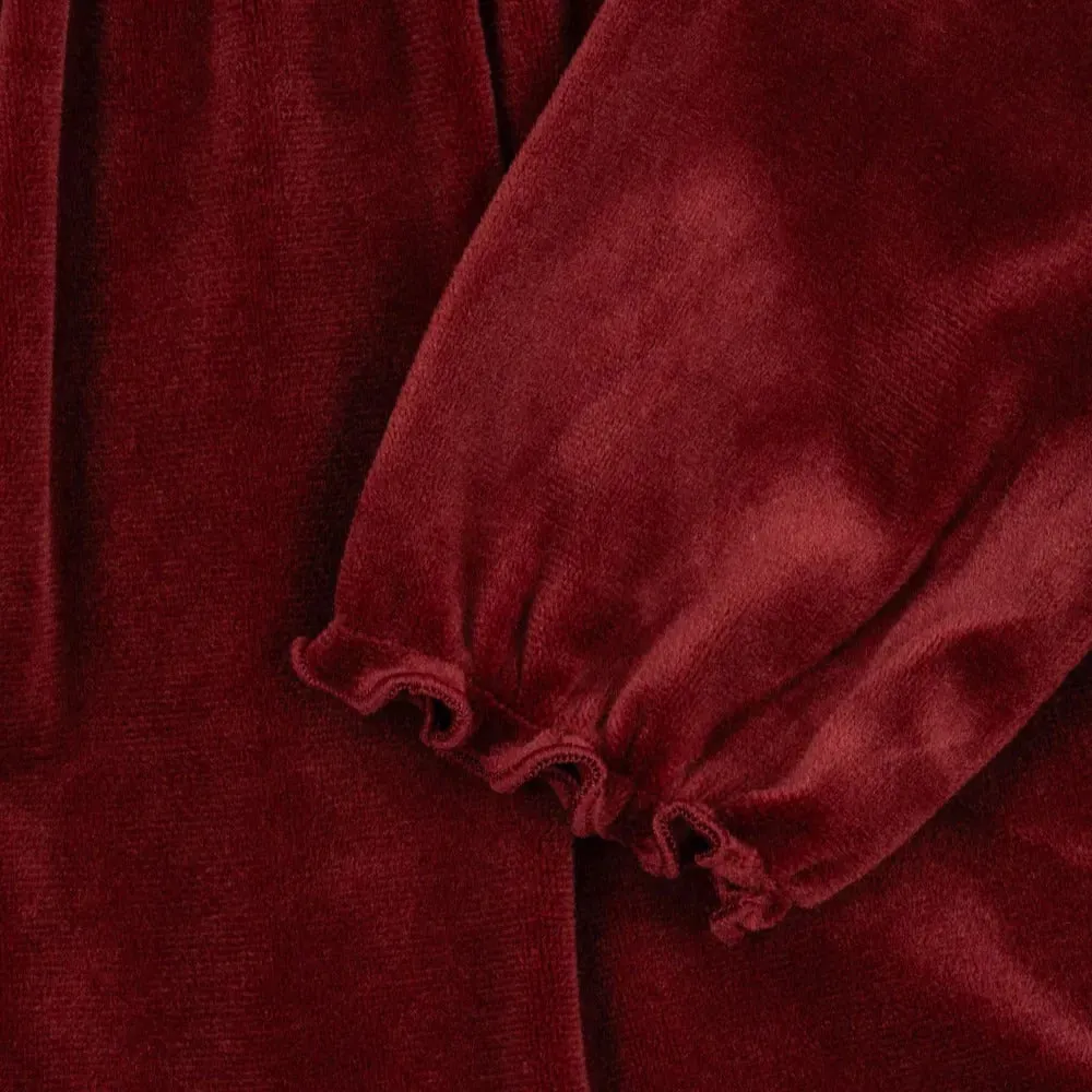 Velvet Baby Romper Dress (Red Dahlia)
