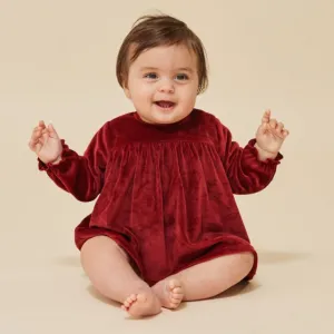 Velvet Baby Romper Dress (Red Dahlia)