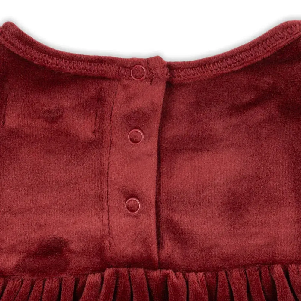 Velvet Baby Romper Dress (Red Dahlia)