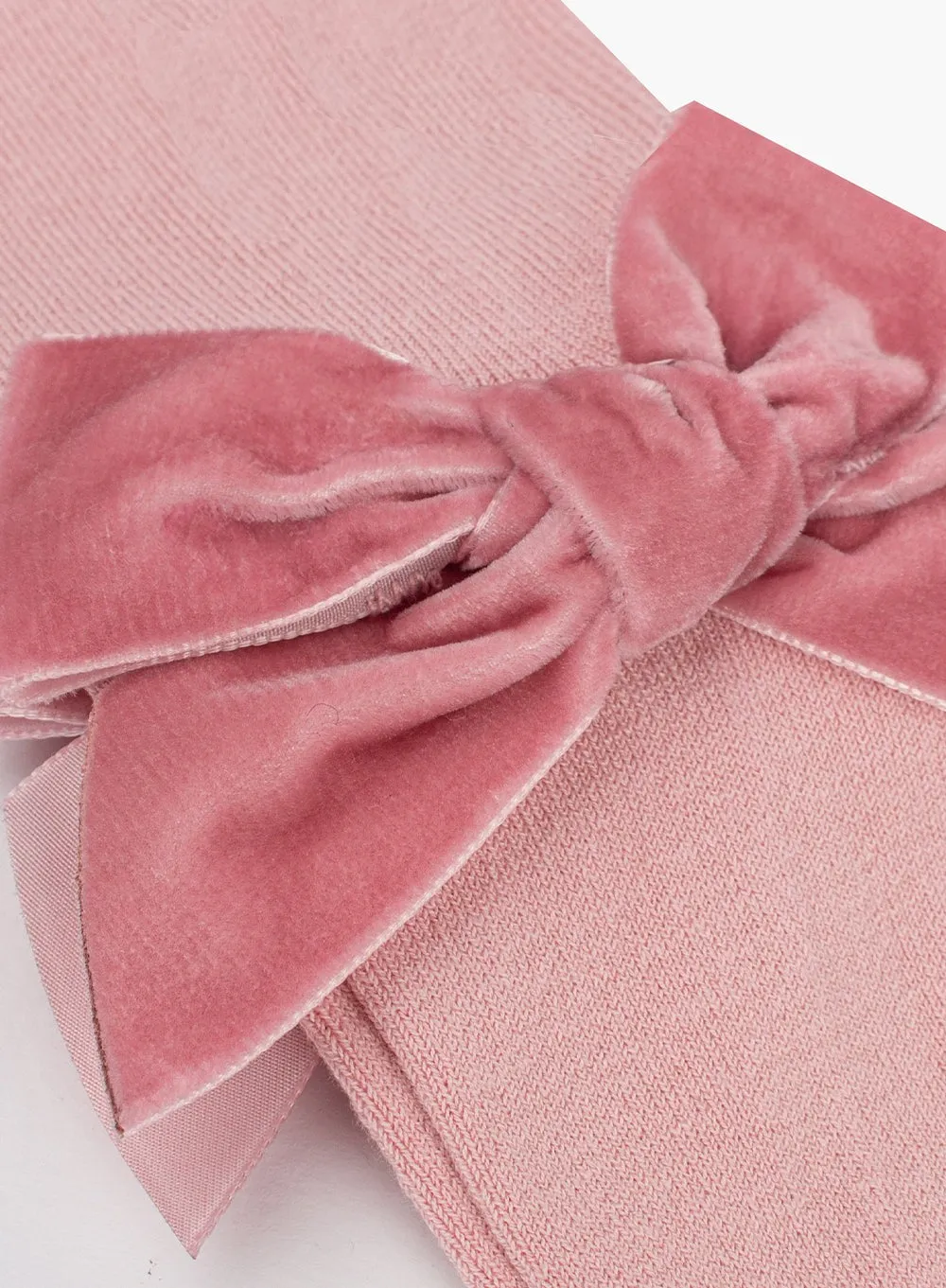 Velvet Bow Tights in Pink