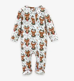 Velvet Fawn Candy Cane Cutie Zipper Footie Jammie
