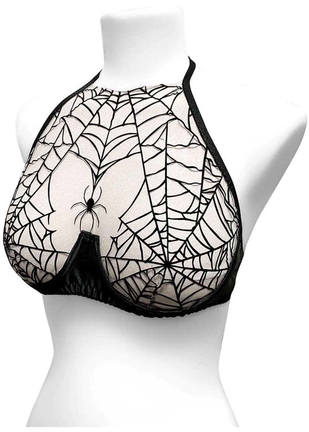 Videnoir Spiderweb Halter BH Nude Black