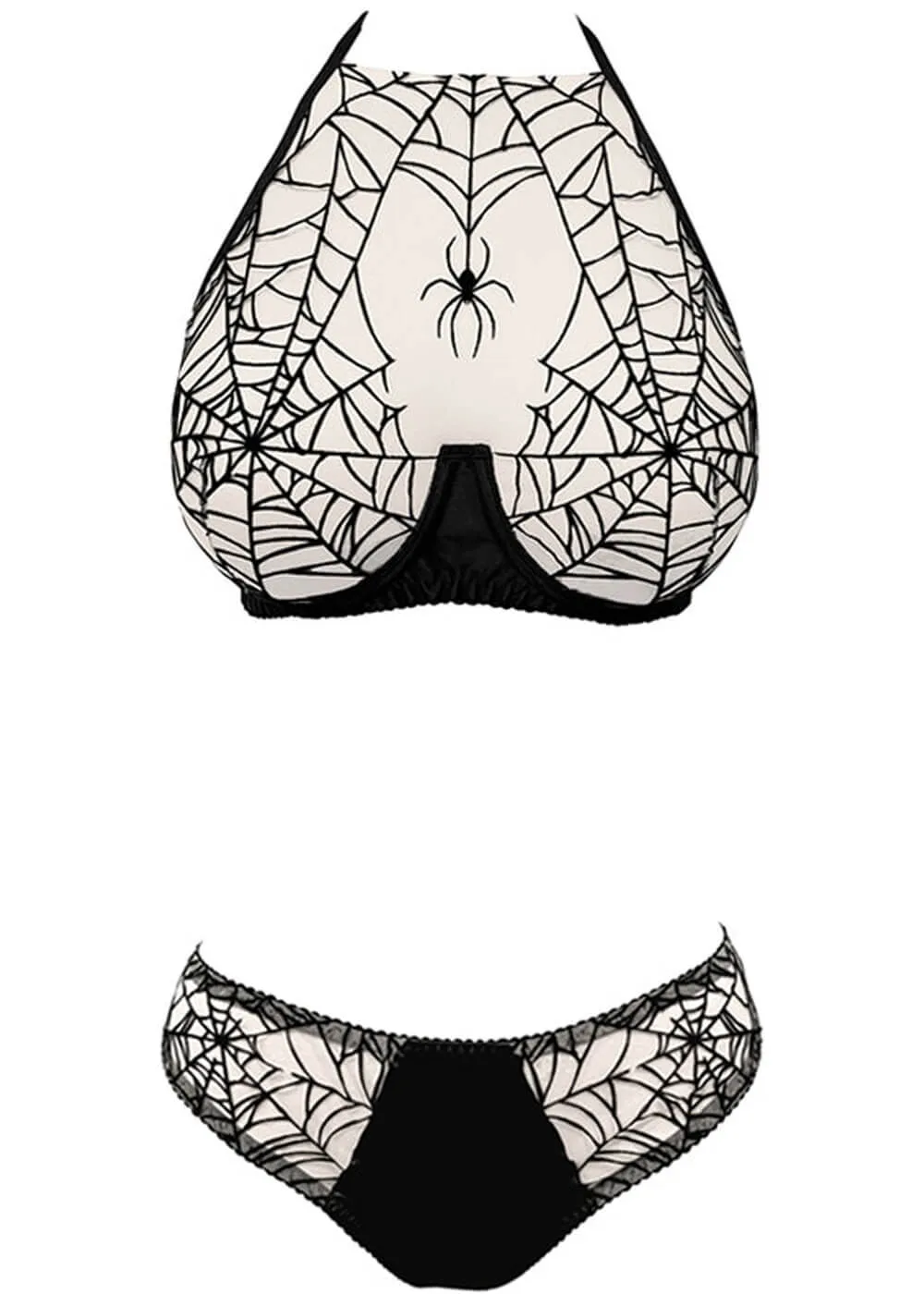 Videnoir Spiderweb Halter BH Nude Black