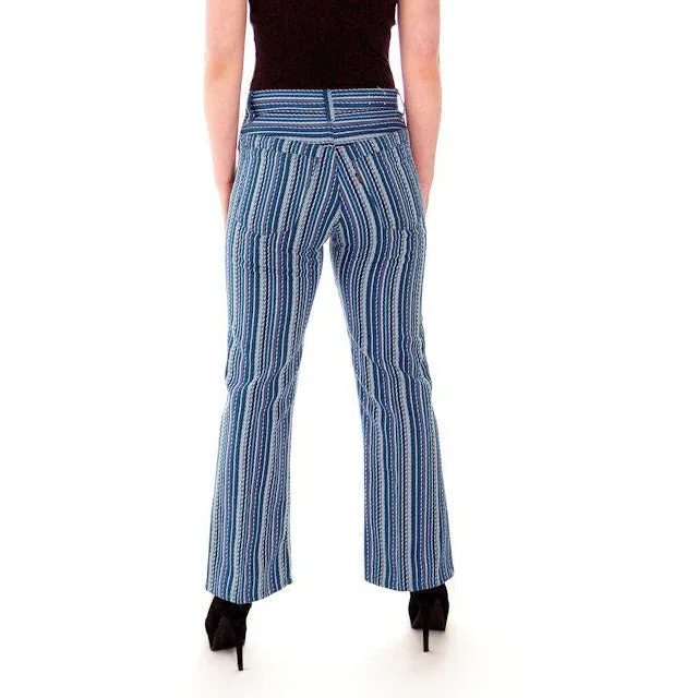Vintage Levis Big E Blue Striped Button Fly Womens  29" Waist  Late 1960s