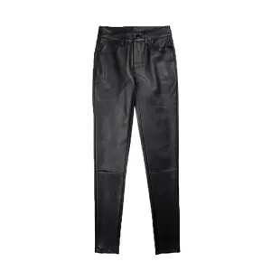Women's Leather Sheepskin Pants Skinny Wrap Hip Elastic Pencil Pants Solid Slim Casual Trousers 2022 New TF3916