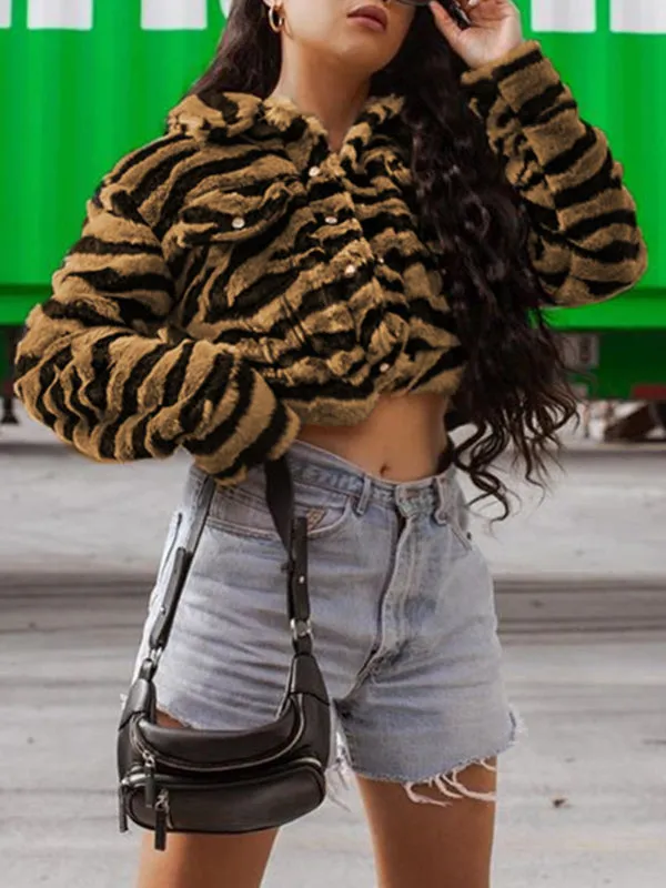 Women's Short Coat In Winter Tiger Fur Coat