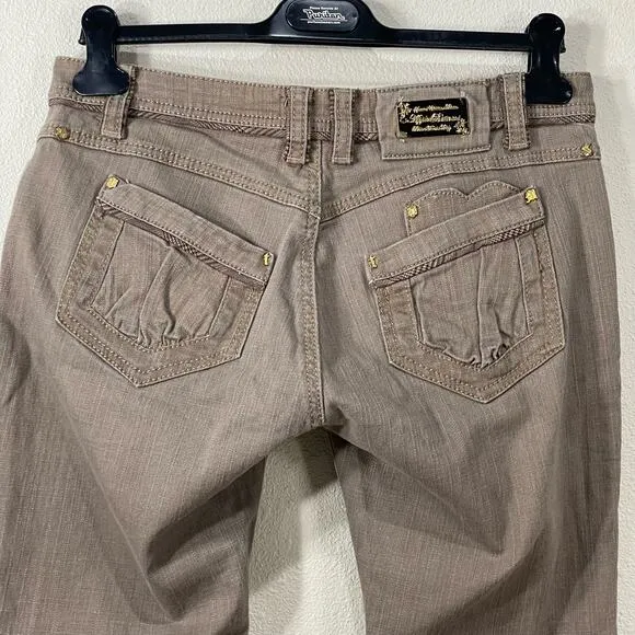 Y2k Apple Bottoms Brown Metallic Jeans Pants McBling 2000s Special Edition 9 10