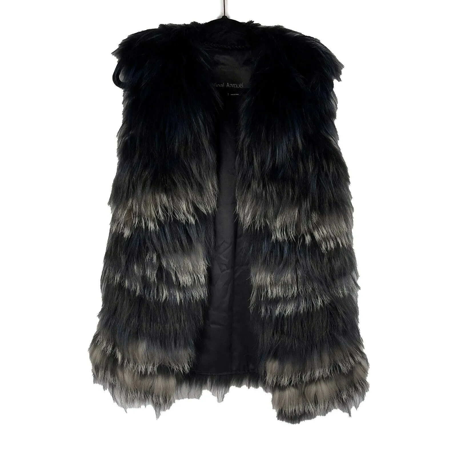 Yigal Azrouël - Silver Fox Dyed Sleeveless Jacket - Black, Grey, White - XS