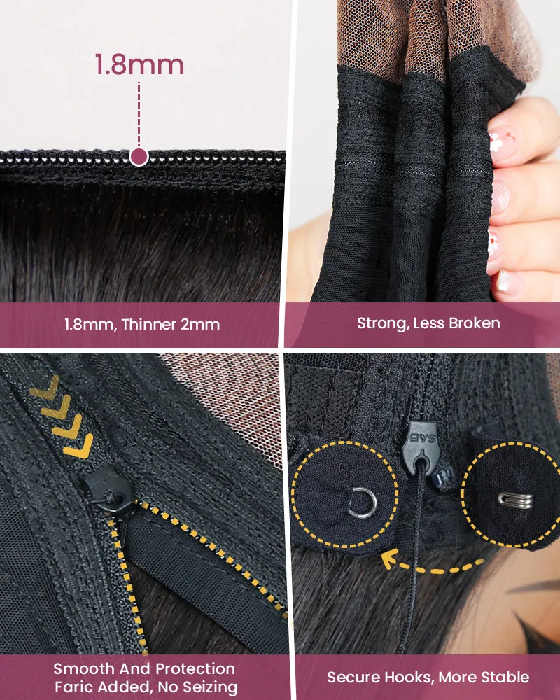 ZIP&Mix-All Wigs | Straight Natural Black Glueless 6x5 Pre-Cut Lace Wig With Optional Replaceable Tops